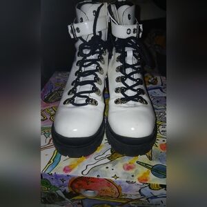 Jeffrey Campbell White Combat Boots with Black Laces